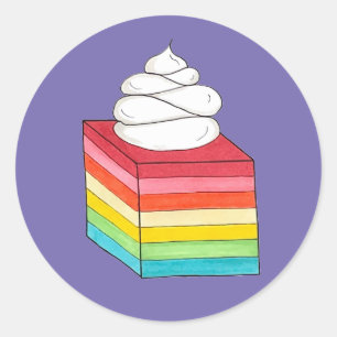 Pegatina Redonda Síntesis de ensalada de Gelatina de Arcoiris retro