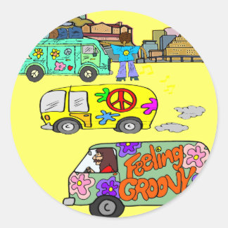 Pegatina Redonda Sintiendo Groovy Baby Boomer