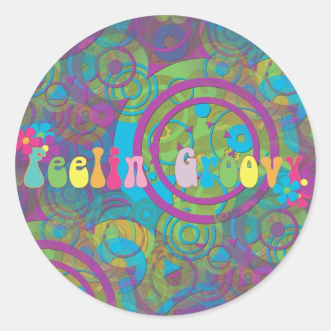 Pegatina Redonda Sintiéndose Groovy (Anverso)
