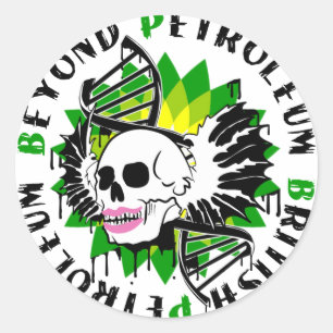 Pegatina Redonda sintis de peste azul del petróleo británico