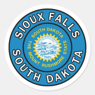 Pegatina Redonda Sioux Falls Dakota del Sur