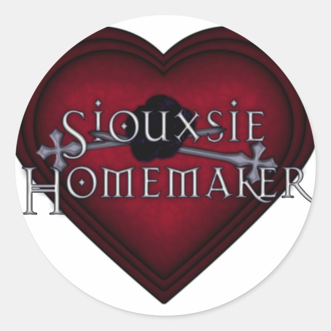 Pegatina Redonda Siouxsie Homemaker Knitting (Rojo) (Anverso)