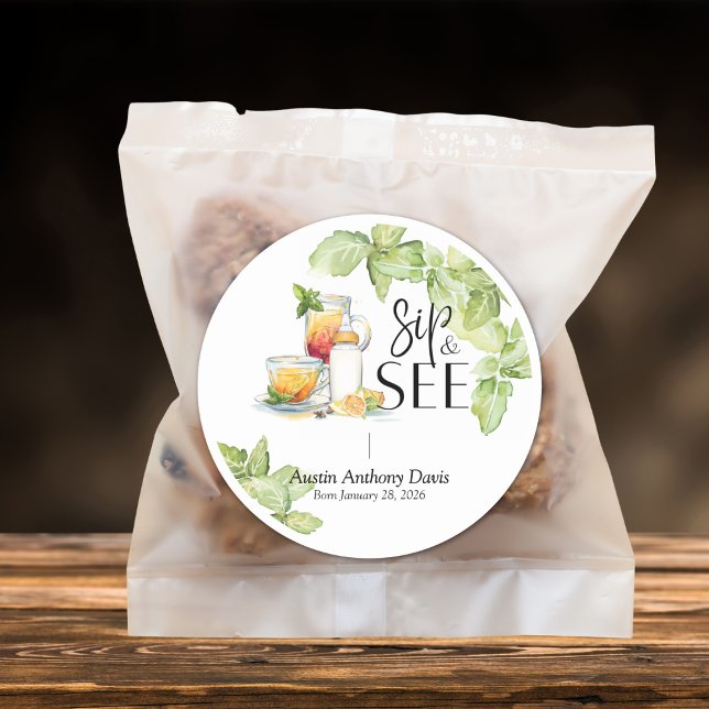 Pegatina Redonda Sip and See Meet The Baby (Subido por el creador)