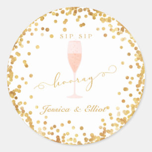 Pegatina Redonda Sip Sip Hooray Bachelorette Engagement Brunch
