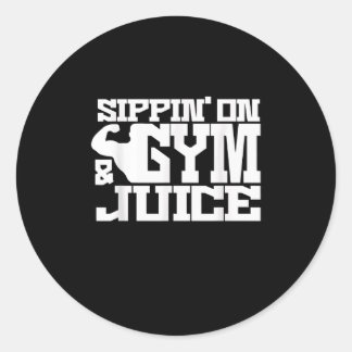 Pegatina Redonda Sippin Sobre Jugo De Gimnasio - Camisetas De Entre