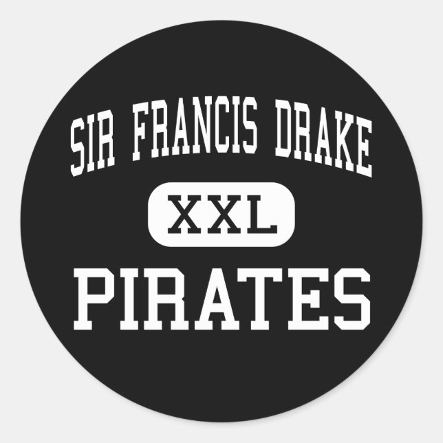 Pegatina Redonda Sir Francis Drake - Piratas - Alto - San Anselmo (Anverso)