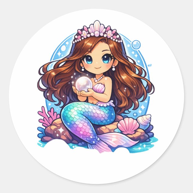 Pegatina Redonda sirena  (Anverso)