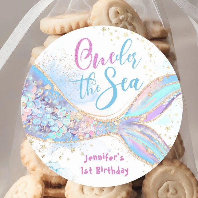 Pegatina Redonda Sirena 1er cumpleaños El azul del mar (Subido por el creador)