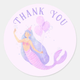 Pegatina Redonda Sirena bajo el mar Chica de cumpleaños a favor de 