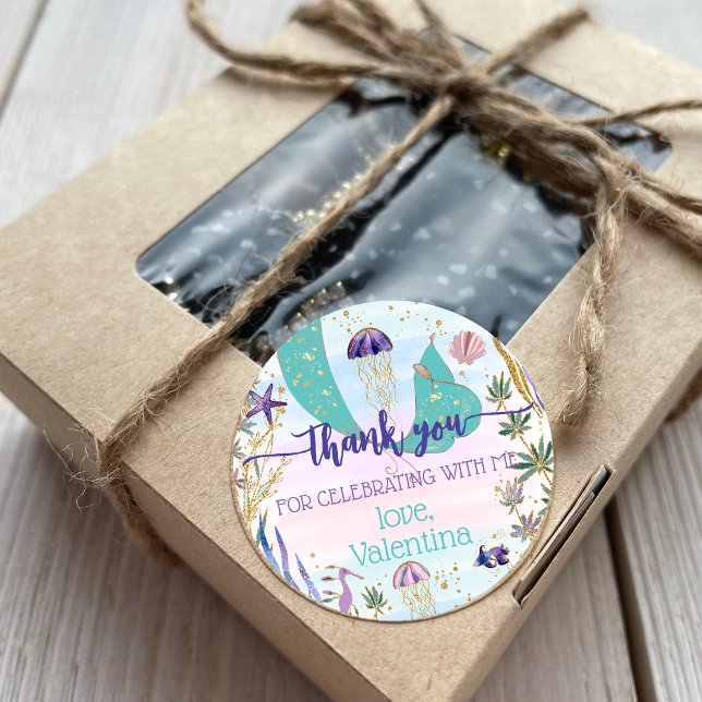 Pegatina Redonda Sirena bajo el mar Purpurina Gracias por hacer fav (Subido por el creador)