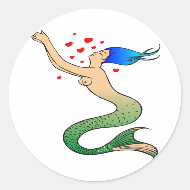 Pegatina Redonda Sirena blanca1 (Anverso)