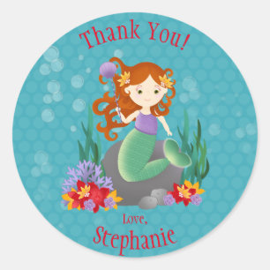 Pegatina Redonda Sirena Cuta