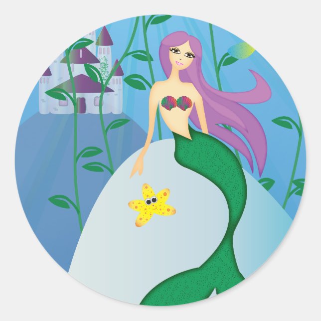 Pegatina Redonda Sirena Cuta (Anverso)