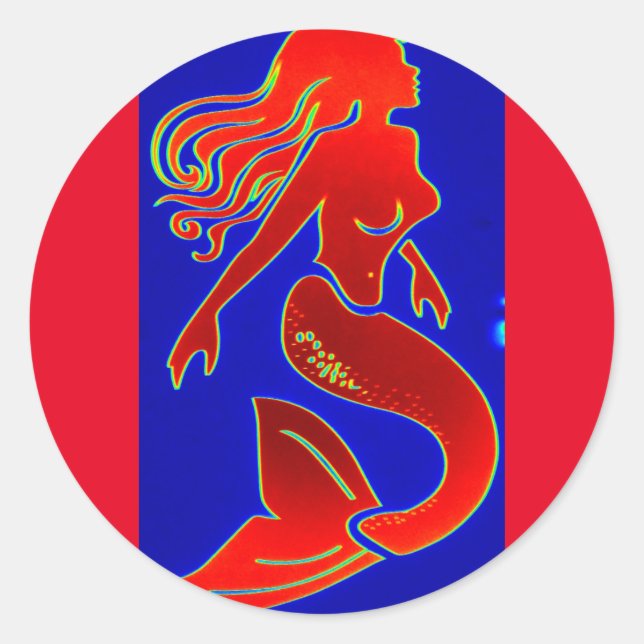 Pegatina Redonda sirena de anclaje rojo (Anverso)