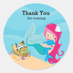 Pegatina Redonda Sirena linda