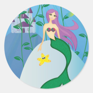 Pegatina Redonda Sirena linda