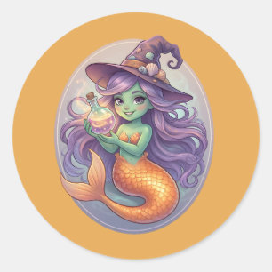 Pegatina Redonda Sirena Mágica con Poción