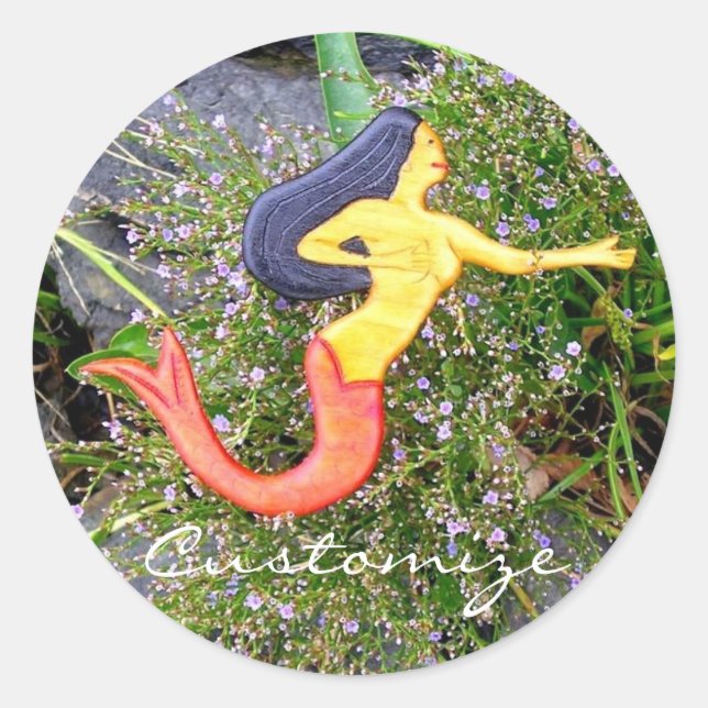 Pegatina Redonda sirena mermaid (Anverso)
