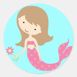 Pegatina Redonda Sirena rosa de KRW