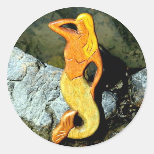 Pegatina Redonda sirena rubia (Anverso)