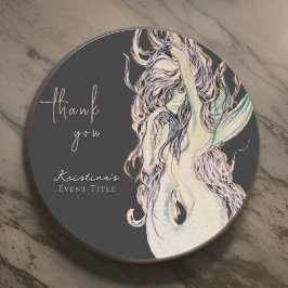 Pegatina Redonda Sirena Sexy Acuarela Agradecimiento