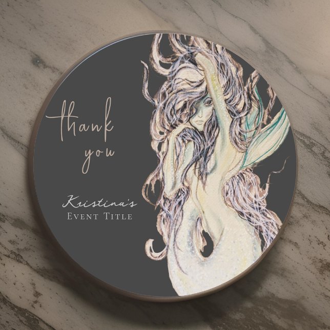 Pegatina Redonda Sirena Sexy Acuarela Agradecimiento (Subido por el creador)