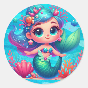 Pegatina Redonda Sirena submarina