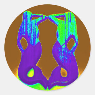 Pegatina Redonda sirenas moradas