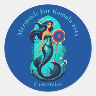 Pegatina Redonda Sirenas Para Kamala 2024 Thunder_Cove