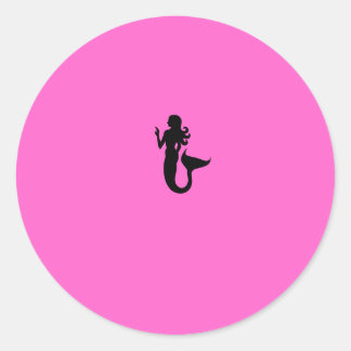 Pegatina Redonda Sirenita Ocean Glow_Black-on-Pink