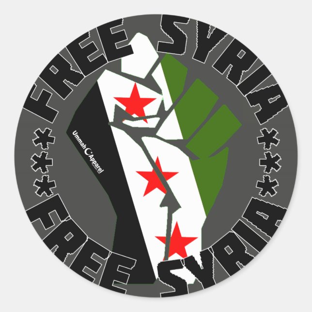 Pegatina Redonda Siria libre (Anverso)