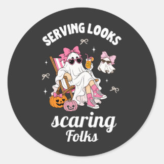 Pegatina Redonda Sirviendo Looks Asustando a la gente Halloween