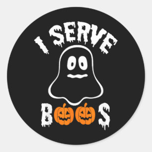 Pegatina Redonda Sirvo Boos Barman Halloween Amante de Boo Camarera