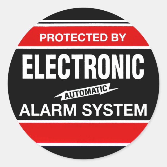 Pegatina Redonda Sistema de alarma electrónico (Anverso)