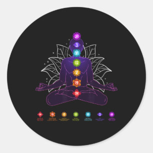 Pegatina Redonda Sistema de Meditación Espiritual del Cuerpo Yoga C