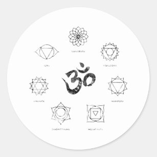 Pegatina Redonda Sistema de símbolos de la yoga del chakra