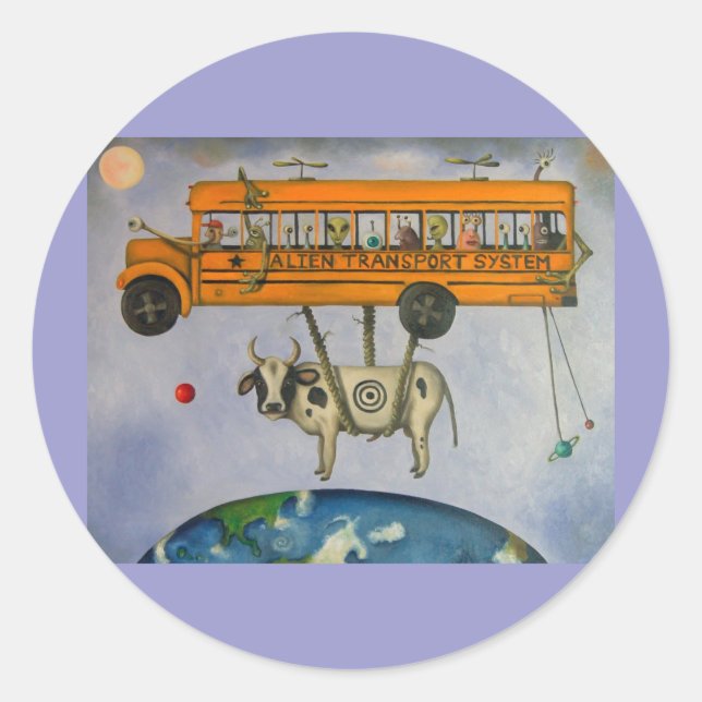 Pegatina Redonda Sistema de transporte de extranjeros (Anverso)