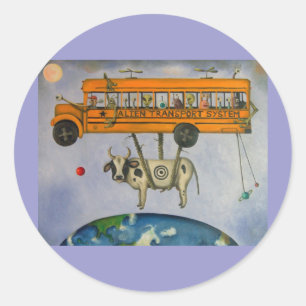 Pegatina Redonda Sistema de transporte extranjero