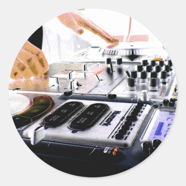 Pegatina Redonda Sistema DJ (Anverso)