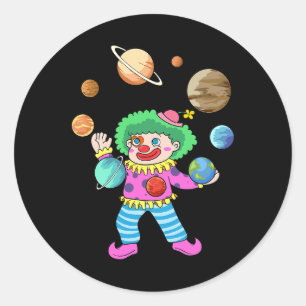 Pegatina Redonda Sistema solar Planeta Payaso de payasos para acro