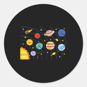 Pegatina Redonda Sistema solar planetas ciencia espacial niños Chic