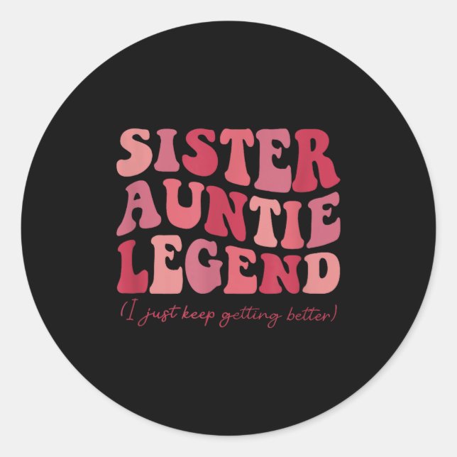 Pegatina Redonda Sister Auntie Legend Groovy Funny Cool Aunties Clu (Anverso)