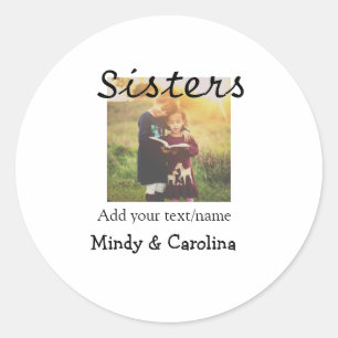 Pegatina Redonda Sisters bestis BFF añadir familia de nombres de fo