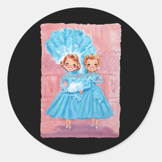 Pegatina Redonda Sisters White Christmas Movie 1954 Xmas Snow Pajam (Anverso)