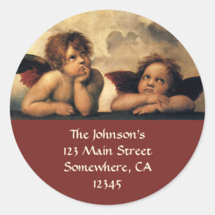 Pegatina Redonda Sistine Madonna Angels por Raphael Sanzio