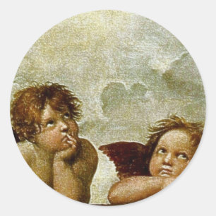 Pegatina Redonda "Sistine Madonna" de Raphael (alrededor de 1513) (