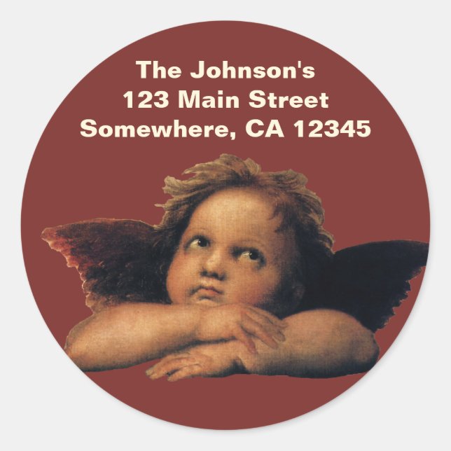 Pegatina Redonda Sistine Madonna, detalles de Angels de Raphael San (Anverso)
