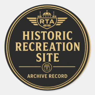 Pegatina Redonda Sitio de Recreación Histórica Registro del Archivo