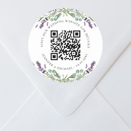 Pegatina Redonda sitio web boda detalles del código QR lavender rsv