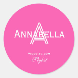 Pegatina Redonda Sitio web de moda Monograma Stylist Girly Guay Mod